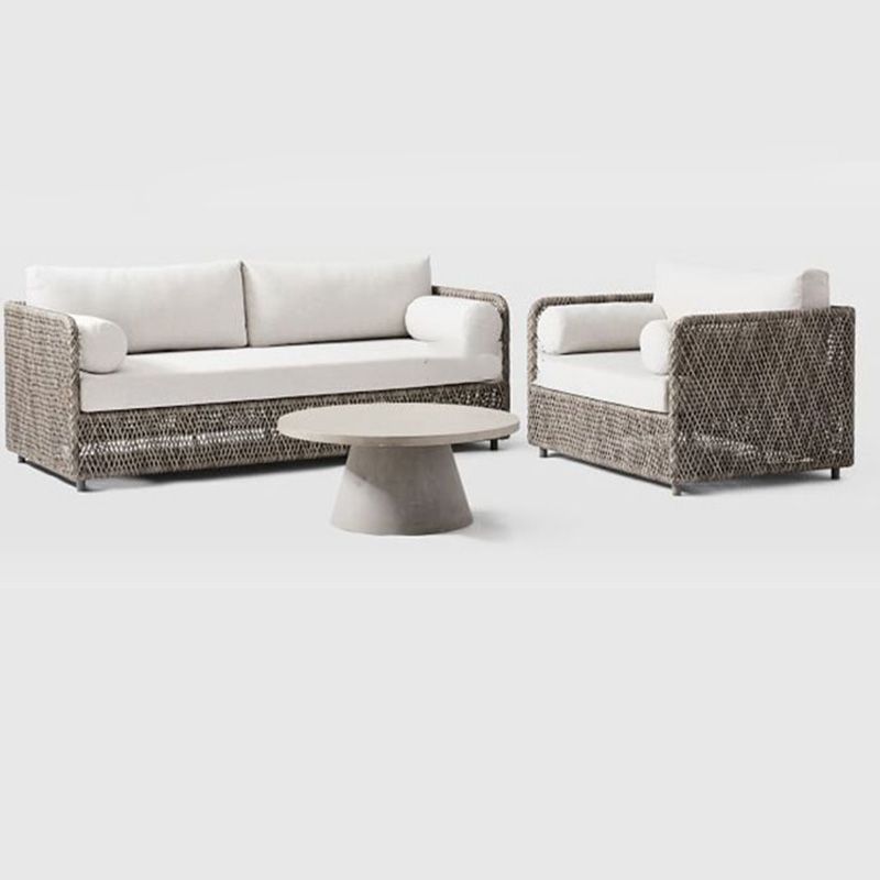 Metal and Rattan Patio Sofa Tropical Style Villa Outdoor Patio Sofa