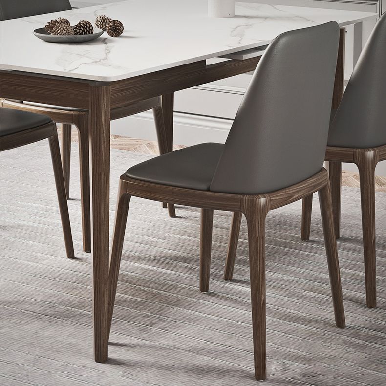 Nordic Extendable 1/4/5/7 Pieces Dining Set Sintered Stone Table with Leather Chairs