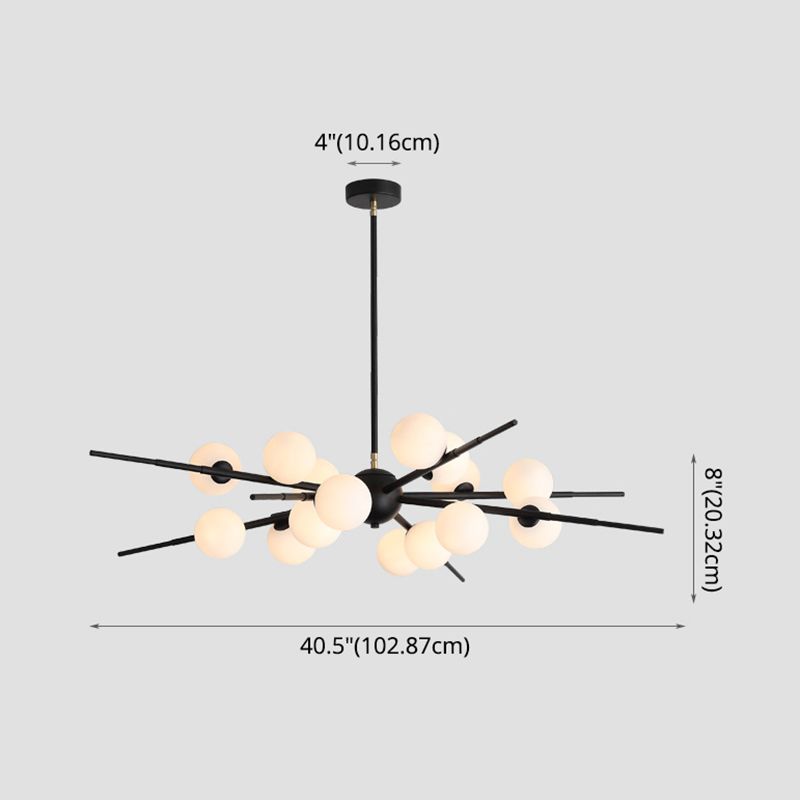 Modern Starburst Hanging Chandelier Light Opal Glass Shade Ceiling Chandelier for Living Room