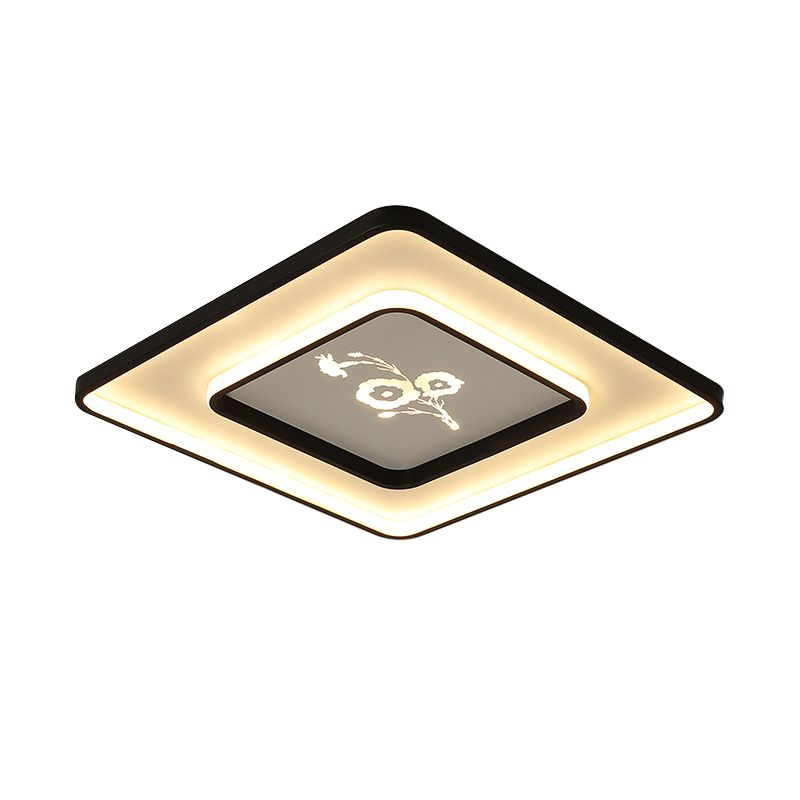 Quadratische/rechteckige Deckenleuchte, moderne schwarze LED-Einbauleuchte aus Acryl in weißem/warmem Licht, 16"/19,5"/35,5" lang