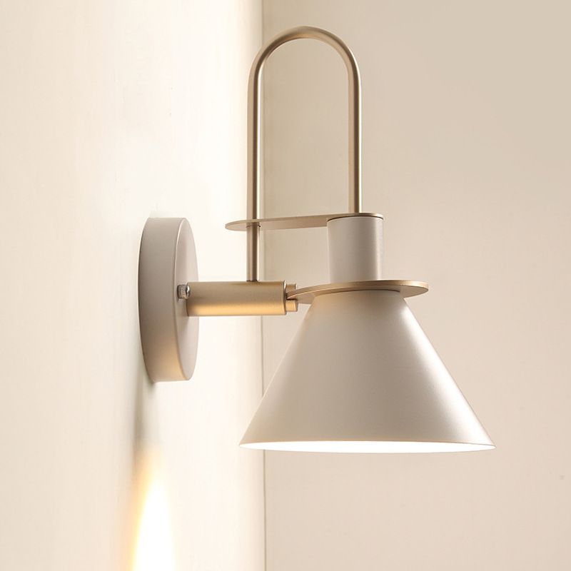 Modern Style Cone Shape Wall Sconce Metal 1 Light Sconces for Bedroom