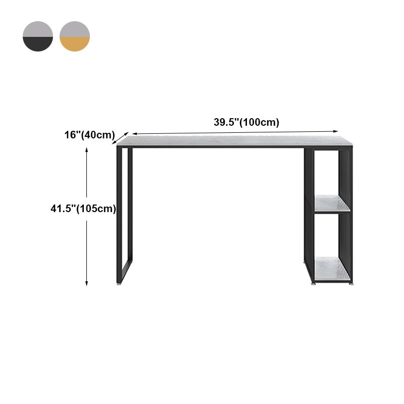 Contemporary Rectangle Bar Dining Table Marble Top Bar Table with Shelves