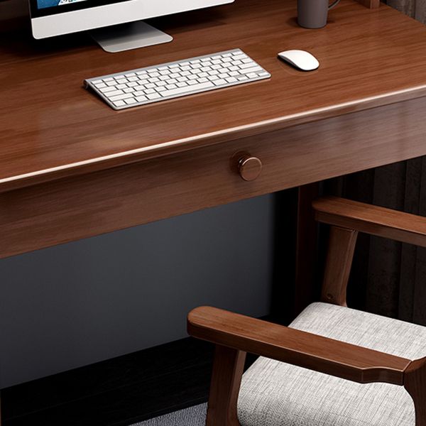 Solid Wood Contemporary Writing Desk with Hutch and a Storage Drawer
