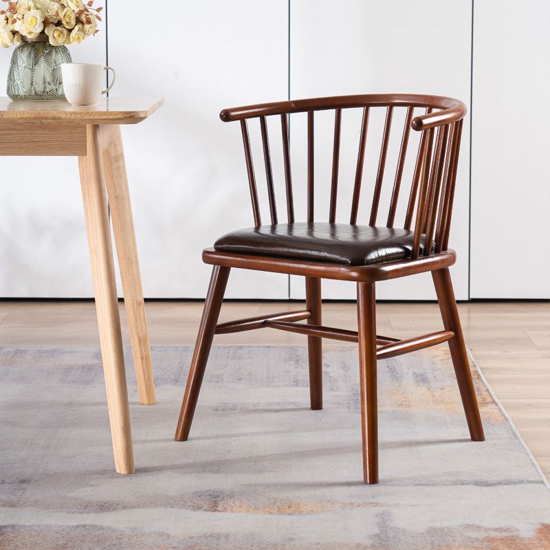 Modern Style Slat Back Solid Wood Dining Arm Chair for Home Use