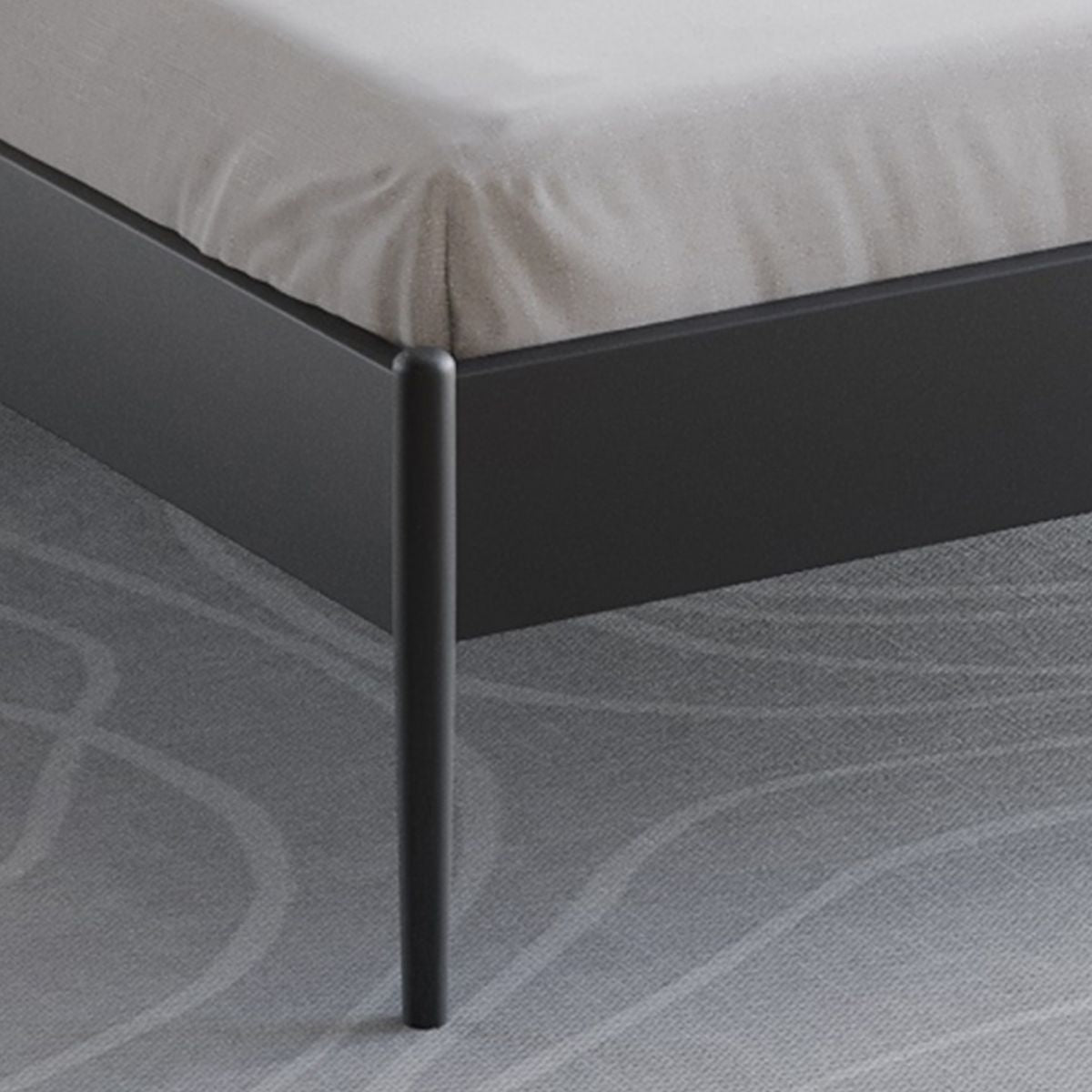 47.24" Height Metal Frame Standard Bed with Rectangle Open-Frame Headboard