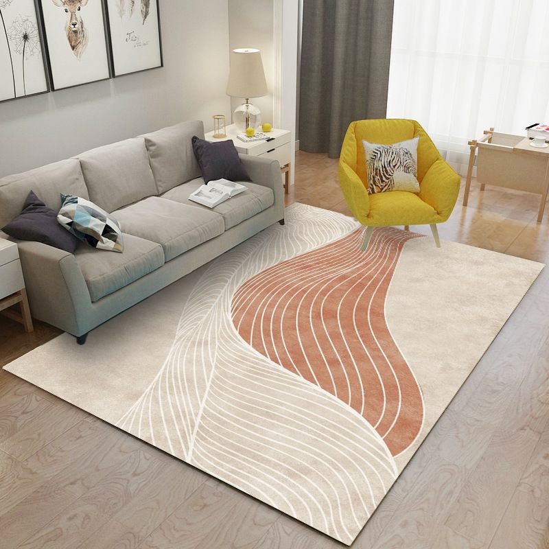 Leisure Carpet Modern Abstract Print Carpet Washable Polyester Rug with Non-Slip Backing