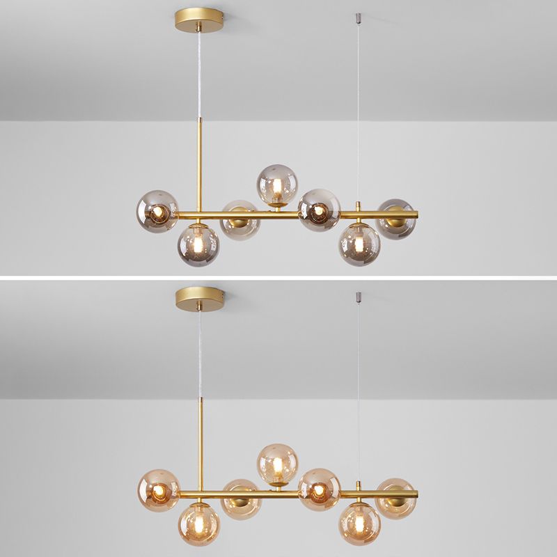 Round Island Chandelier Lights Contemporary Glass Chandelier Lighting Fixtures for Dining Table