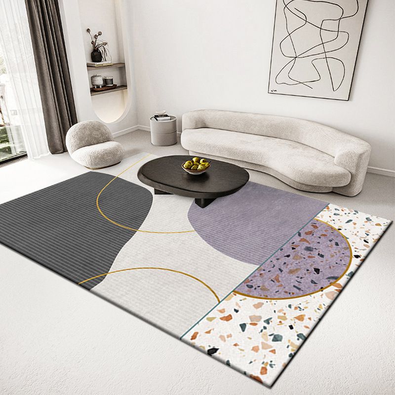 Light Modern Carpet Polyester Color Block Carpet Stain Resistant Carpet for Living Room