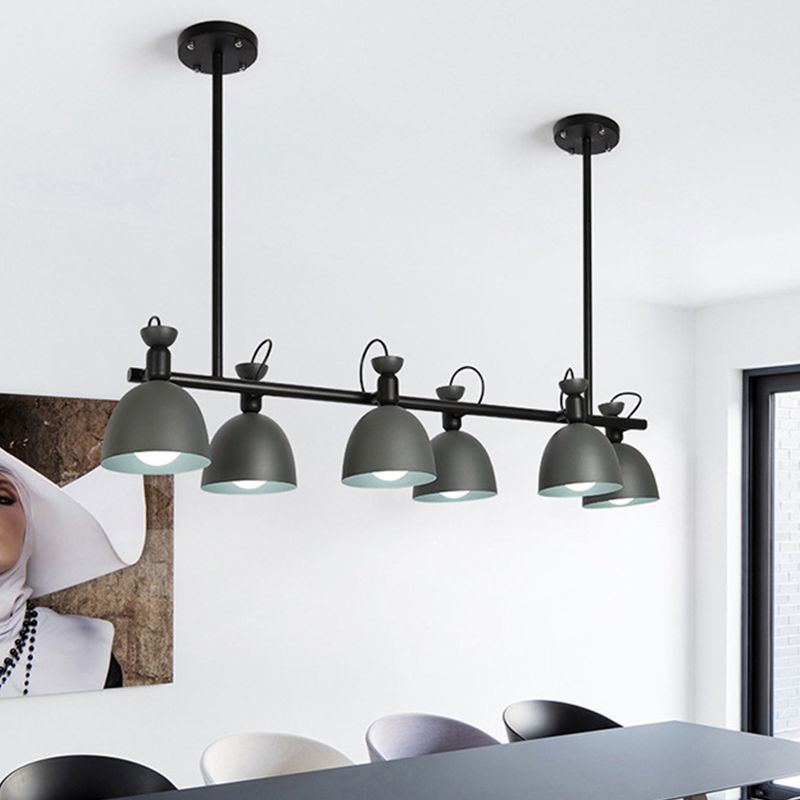 Macaron Bell Island Pendant Iron 4/6 Bulbs Dining Room Swivelable Hanging Lamp Fixture in Grey/Blue/Green