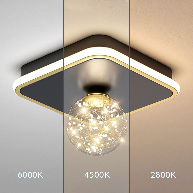 Geometric Ceiling Light Fixture Minimalist Metal LED Black Ceiling Mounted Fixture