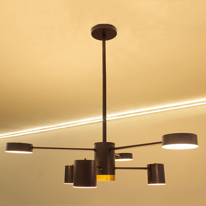 Black Spoke-Like Chandelier Lighting Fixture Simple Style Metal Pendant Chandelier