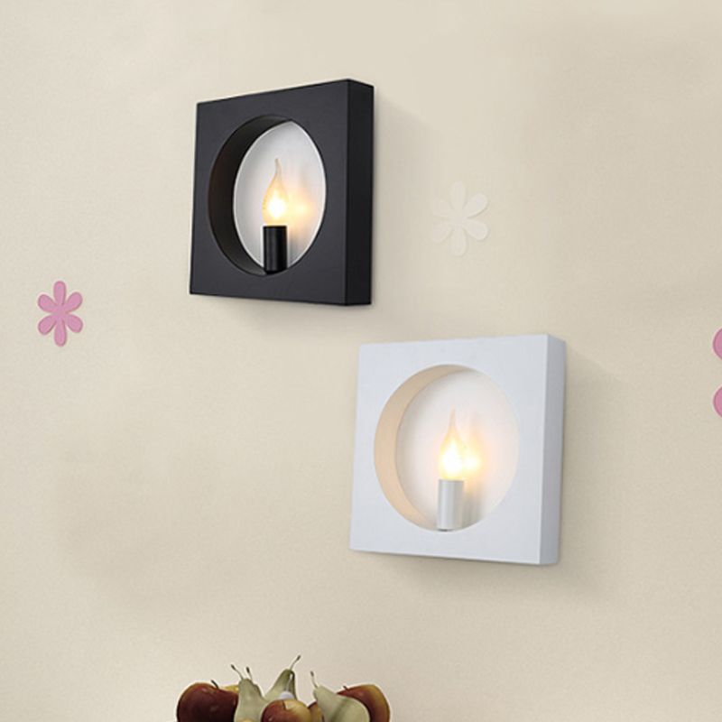 Luce a parete quadrata a parete singola illuminazione a parete in metallo contemporaneo in nero/bianco per letto
