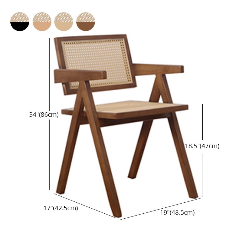 Silla de comedor contemporánea con respaldo abierto de madera maciza con acabado mate