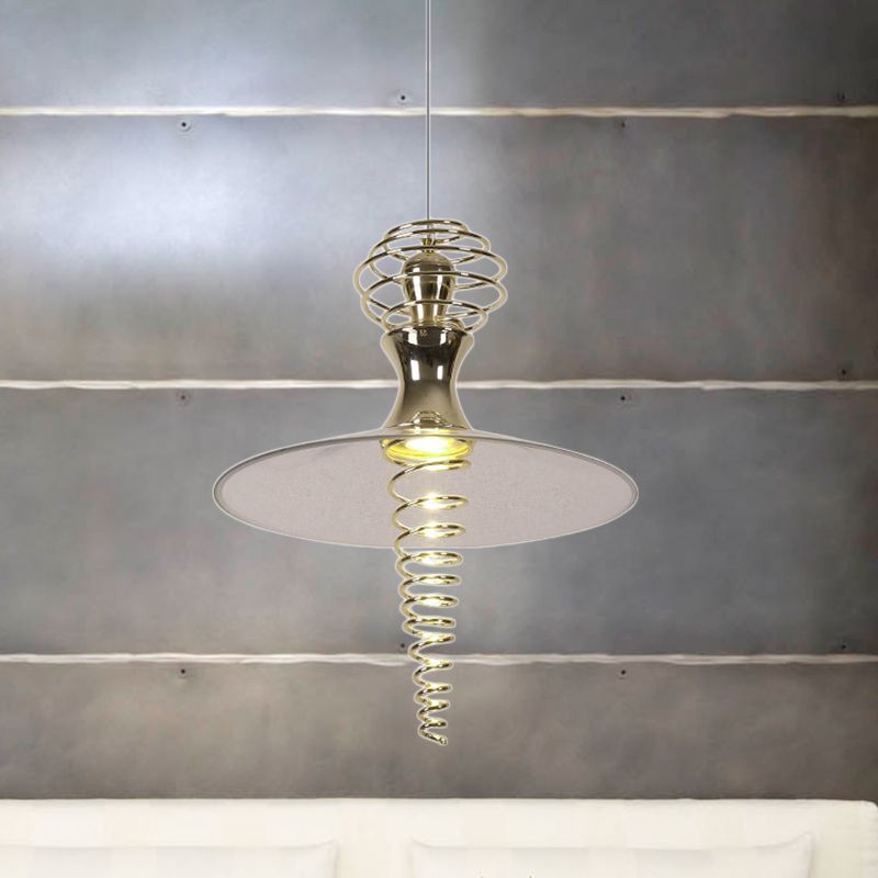 Lámpara colgante en espiral con tono acampanado moderno metal moderno 1 luz cromada/oro sala de estar luz colgante