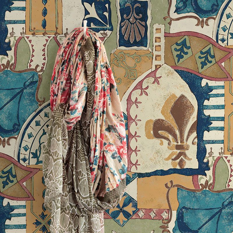 Multi-Colored Oil Painting Wallpaper Stain-Resistant Wall Decor for Accent Wall, Non-Pasted