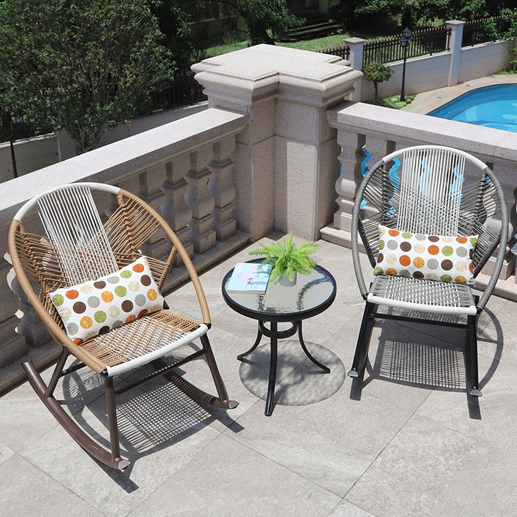 Contemporary Rocking Chair Wicker Spindle Backrest Metal Chair Legs Porch Rocking Chair