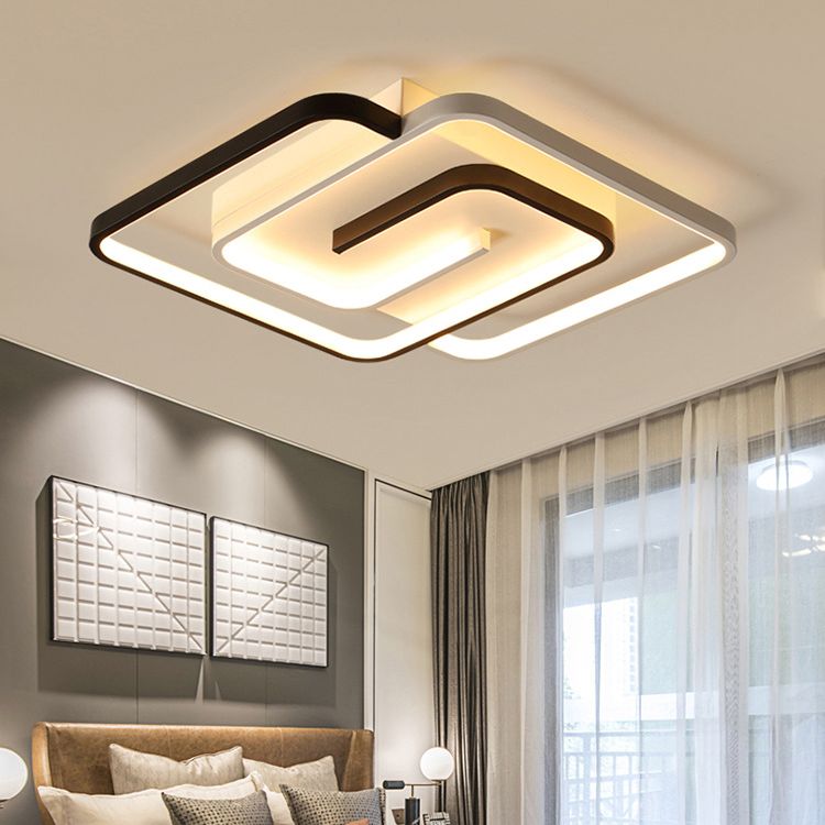 Square Semi Flush Mount Light Fixture Contemporary Acrylic Ceiling Light Fixture for Living Room