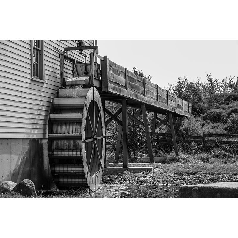 Photography Country Mural Wallpaper with Water Mill Painting for Decoration