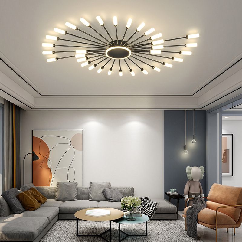 Moderne artistieke LED-plafondarmatuur IJzeren lineaire inbouw met acrylkap