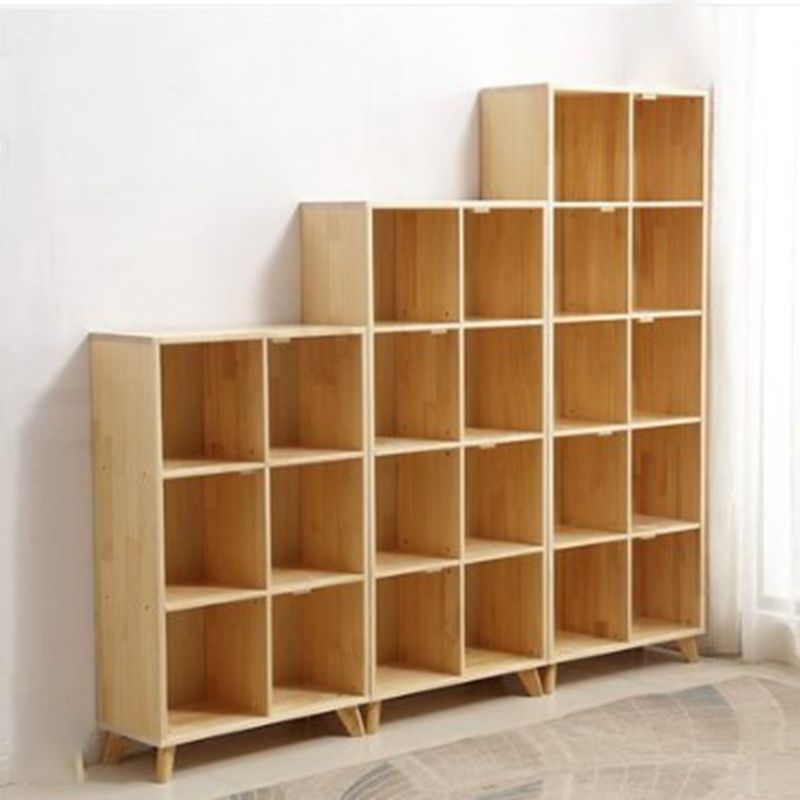 Natural Pine Bookshelf Modern Closed Back Bookcase with Shelves
