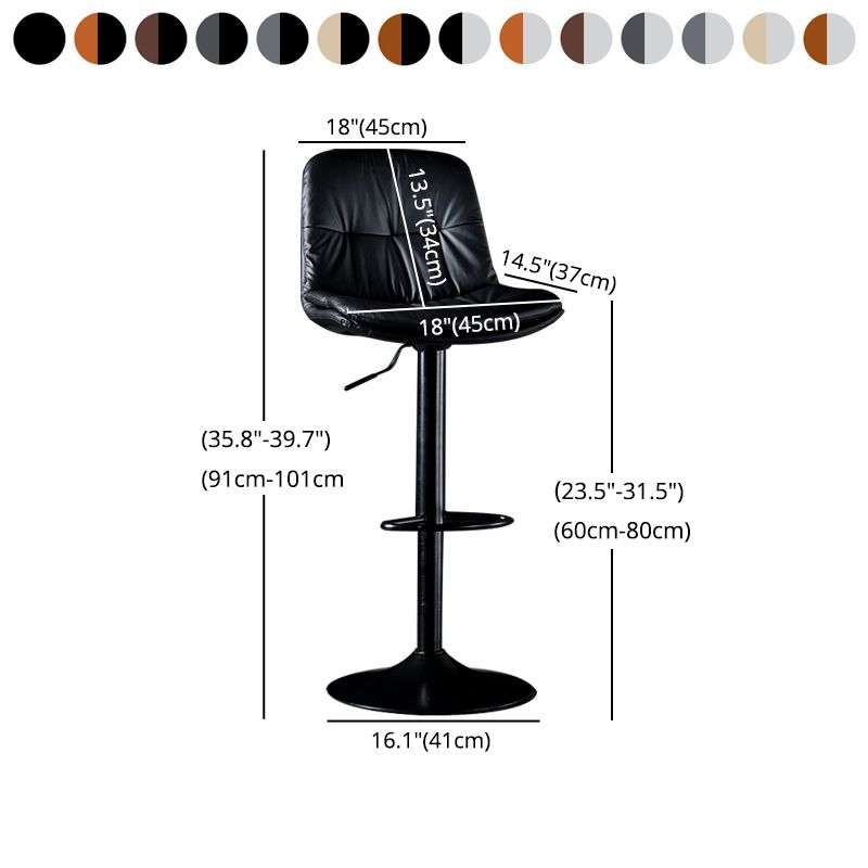 Iron Footrest Bar Stool Low Back Indoor Modern Adjustable Counter-height Stool