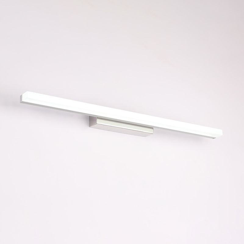 Linear Shape Vanity Light Modern Metal 1 Light LED Mirror Light for Bathroom in Silver