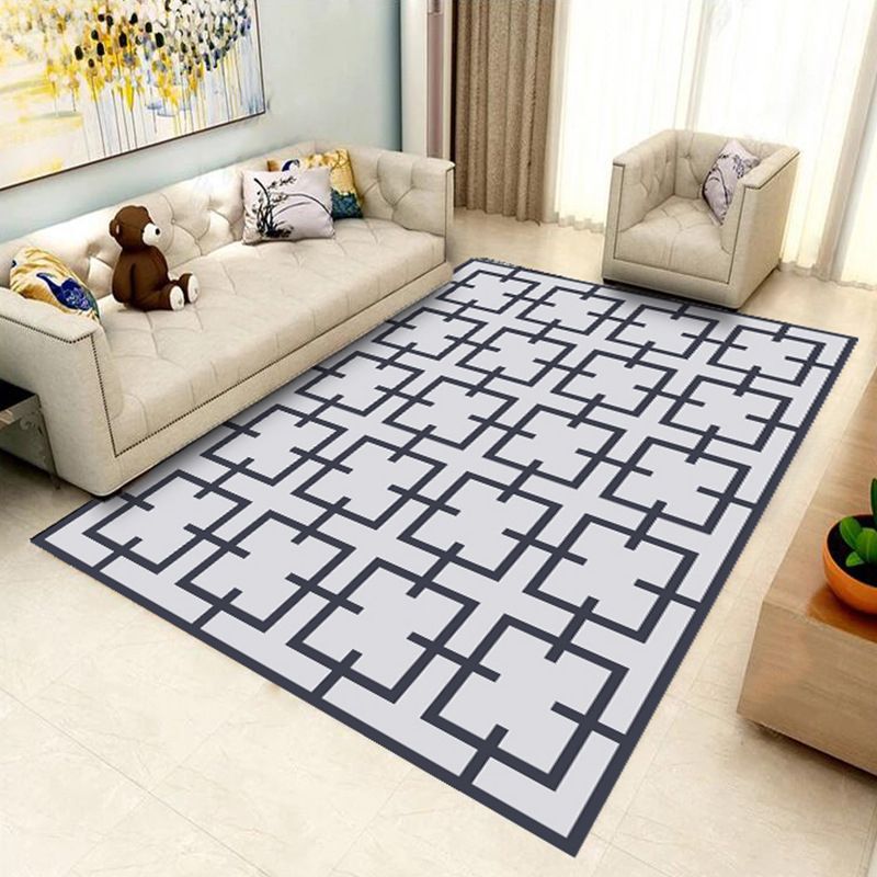 Contemporary Checkered Print Carpet Polyester Rug Stain Resistant Area Carpet for Home Decoration