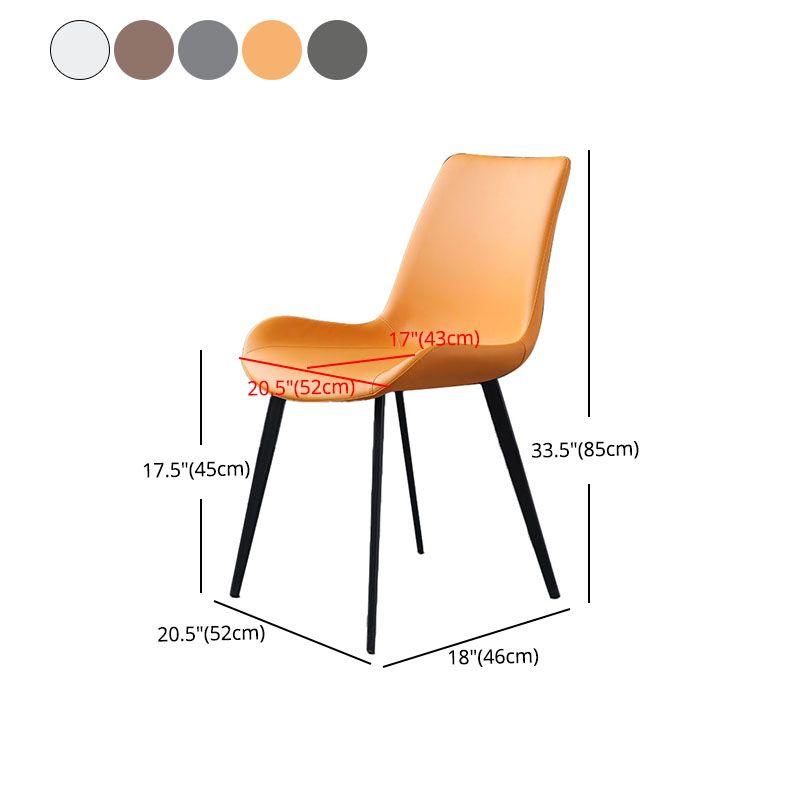 Armless Dining Chairs Industrial Faux Leather Kitchen Chairs for Dining Room