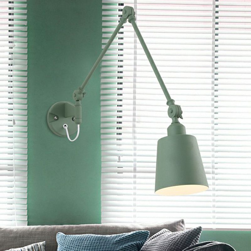 Verjüngte Aufgabe Wandleuchte nordisches Metall 1-Licht Wohnzimmer Wandmontage Licht mit Schwingarmarm