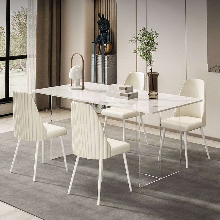 Sintered Stone Dining Table Modern Acrylic Base Table for Kitchen