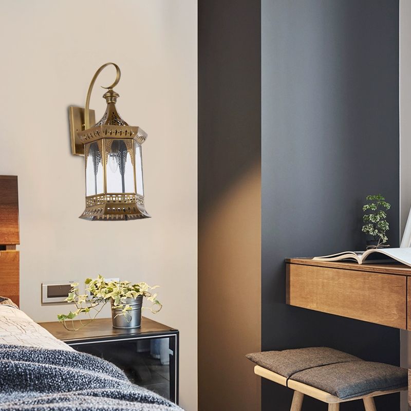 1 Light Lantern Murn Lighting Arabian Brass Metal Sconce Lightture pour chambre à coucher