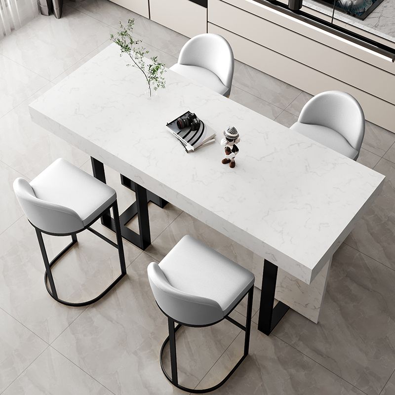 Modern Bar Table Set 1/2/5 Pcs Faux Marble Rectangular Bar Set for Indoor