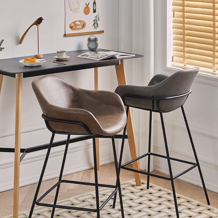 1Pcs Industrial Style Counter Stool Iron Upholstered Bristol Bar Stool with Bucket Seat