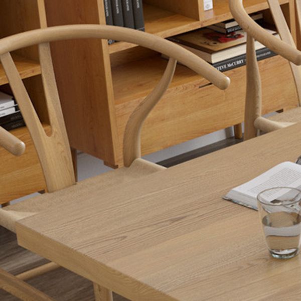 Rectangle Pine Solid Wood Table for Restaurant Modern Dining Table with Trestle Base in Nature
