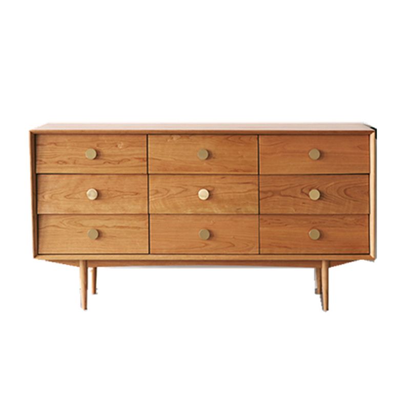 Ultra-Modern Double Dresser Horizontal Solid Wood Storage Chest Dresser for Bedroom