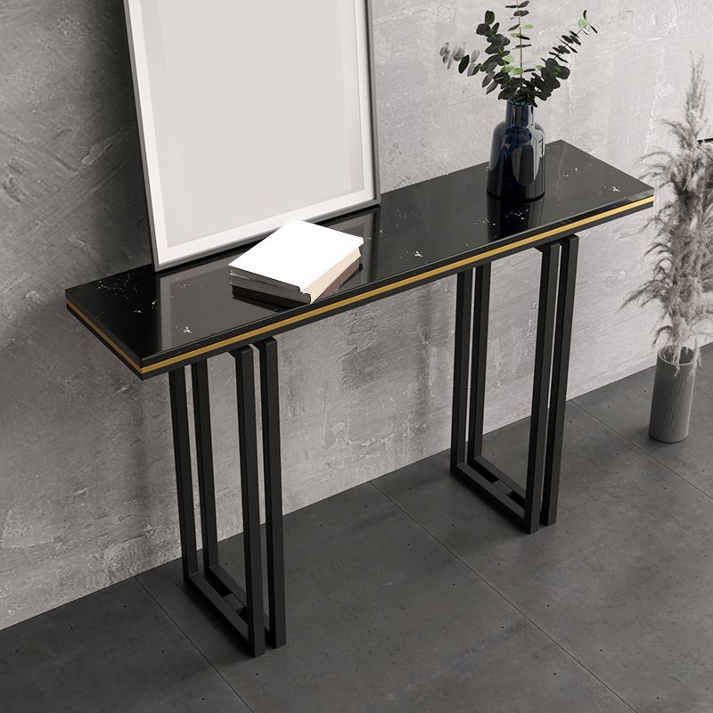 Contemporary Marble 4 Legs Console Table Rectangle Scratch Resistant Sofa Table
