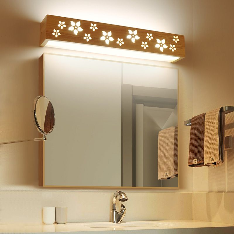 Lampada vanità di rettangolo di luce vanità in legno nordico con ombra acrilica per camera da letto