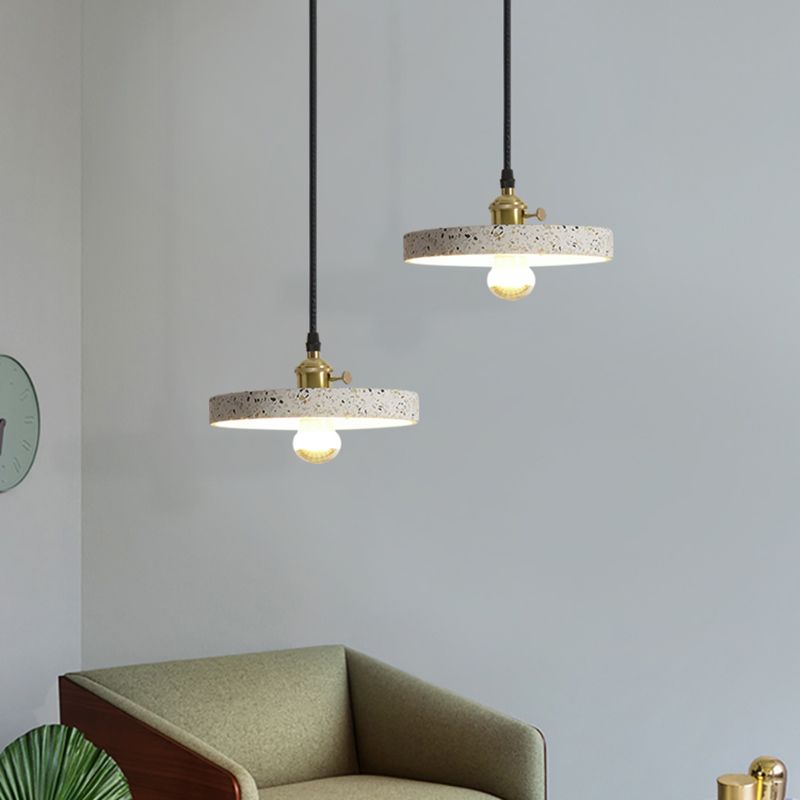 Geometrical Suspension Lighting Nordic Style Terrazzo Single-Bulb White Pendant Ceiling Light