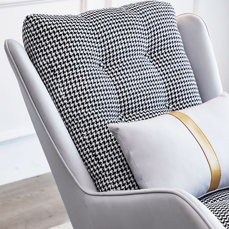 Modern Rocker Tufted Cushions Patchwork Fabric Rocking Chair with Pillow