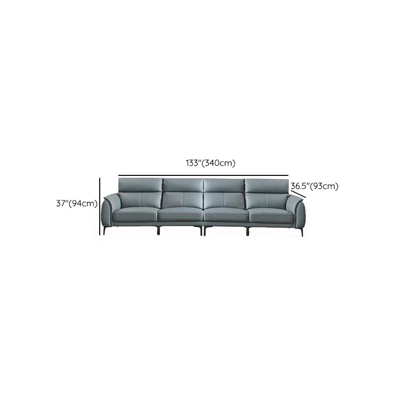 Flared Arms Sectionals Genuine Leather Sectional Sofa for Living Room