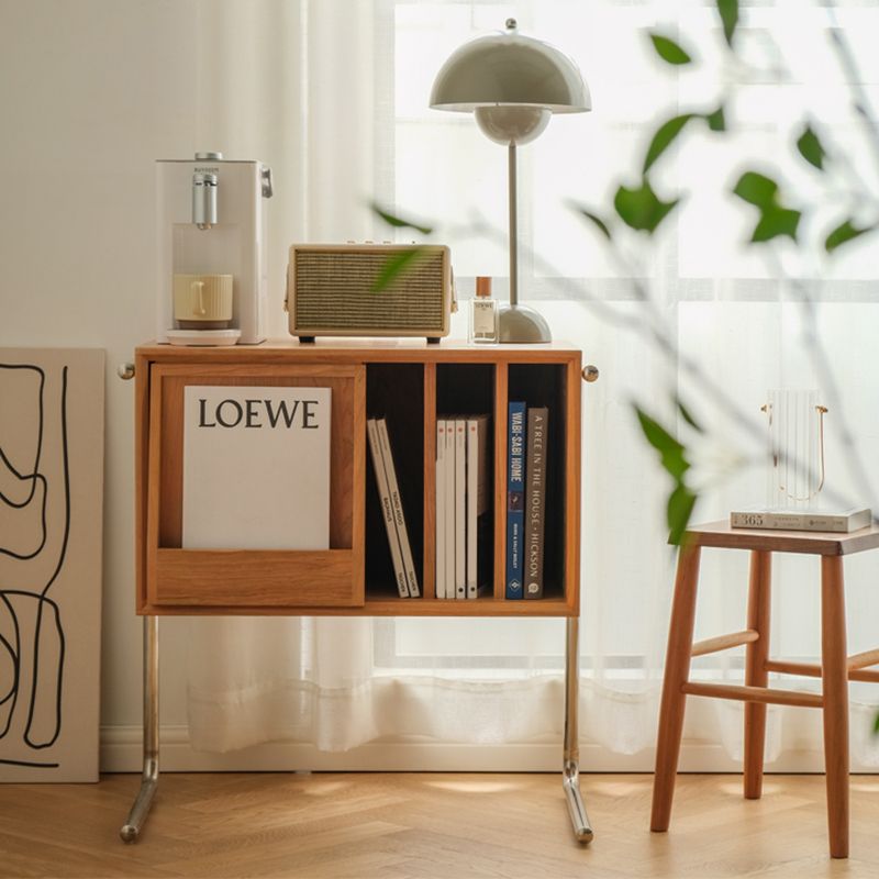 Modern Style Solid Wood Bookshelf Closed Back Bookcase with Door