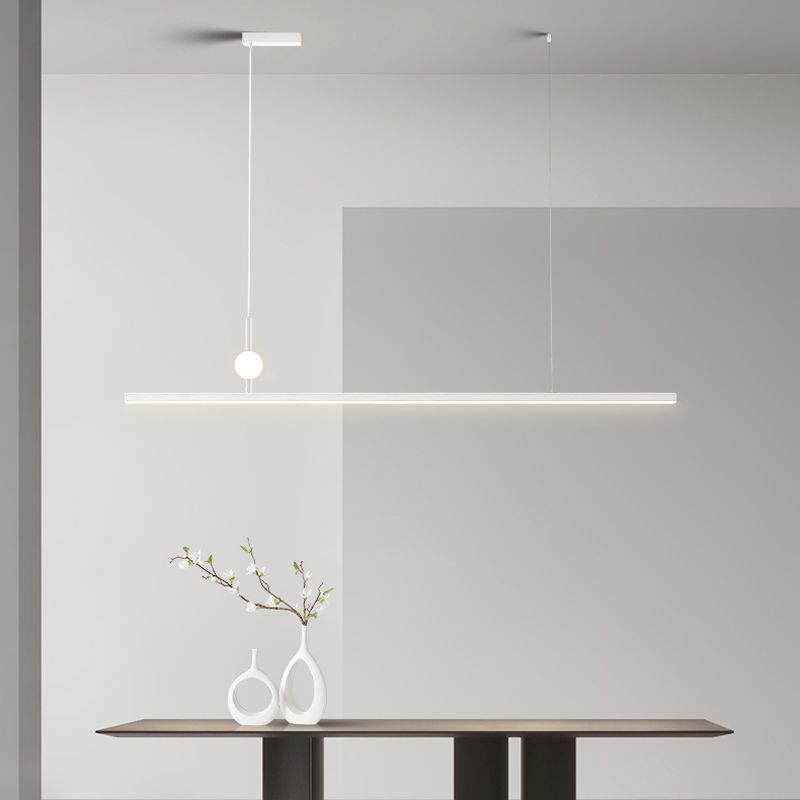 White LED Island Light Modern Island Hanging Light with Acrylic Shade for Living Room