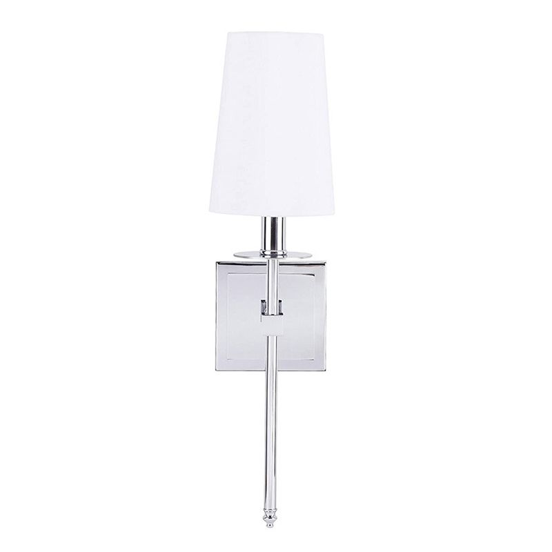 Iron and Fabric Wall Sconce Post Modern 1 - Light Wall Lighting Fixture with White Shade