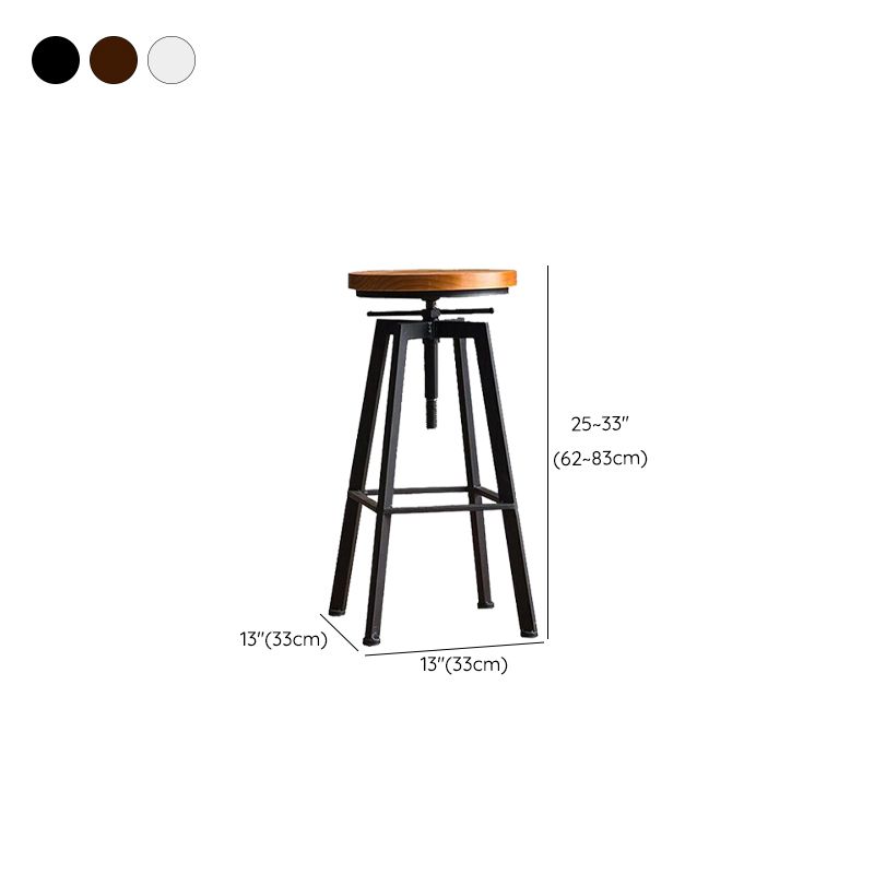 Industrial Elevatable Backless Counter Stool Iron Bar Stool with Pedal for Bar