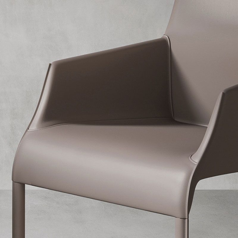 Contemporary Leather Dining Chair Parsons Chair in Matte Finish Indoor