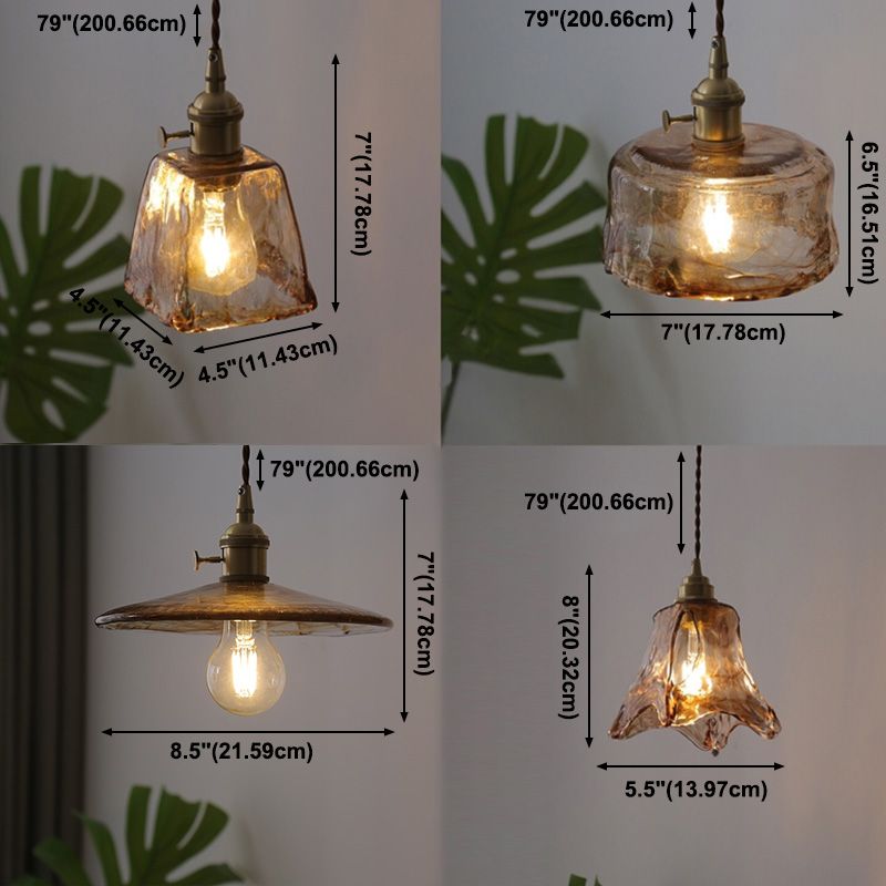 Stile industriale Amber Amber Light Glass 1 Lampada appesa alla luce per camera da letto