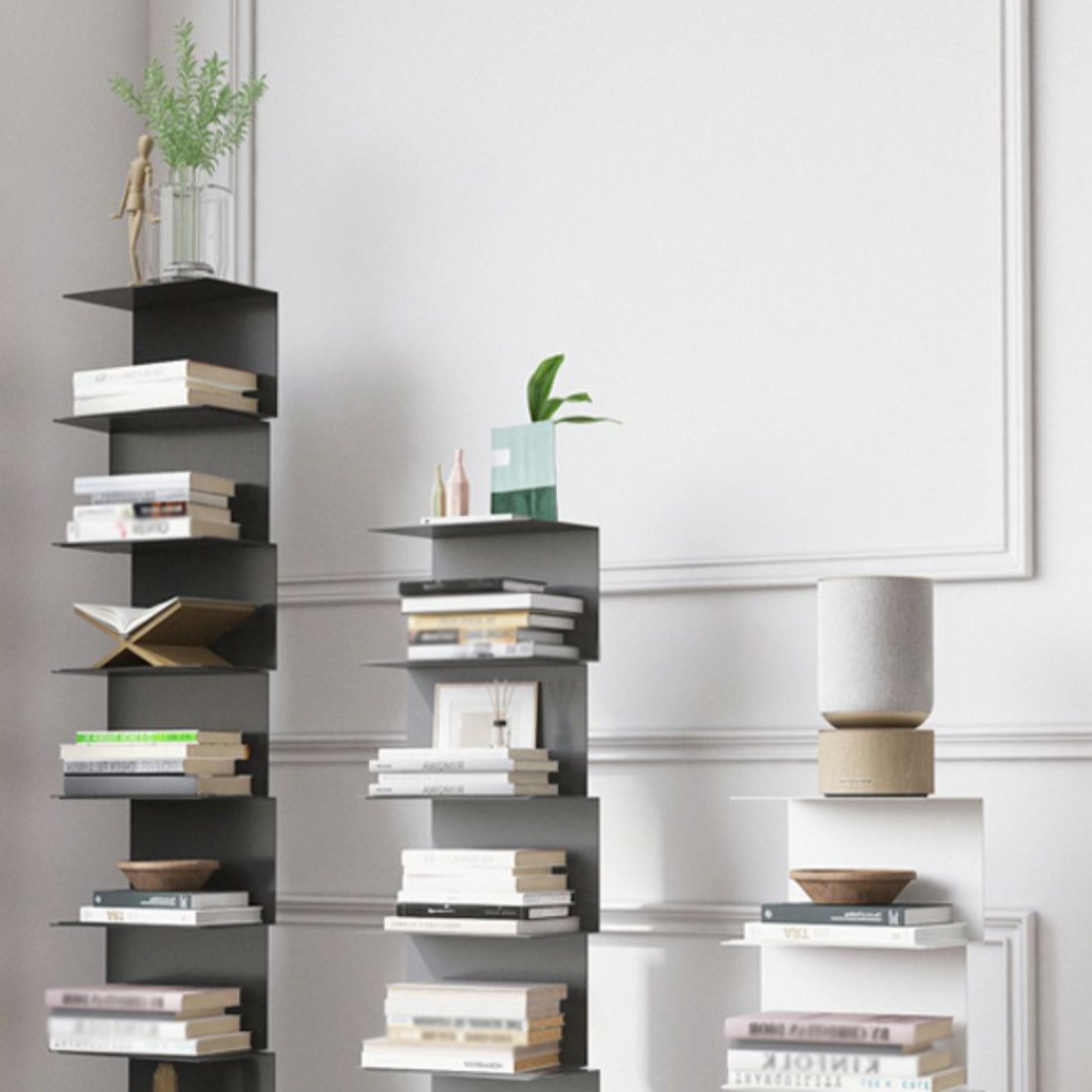 Closed Back Bookcase Contemporary Style Invisible Bookshelf for Study Room and Office