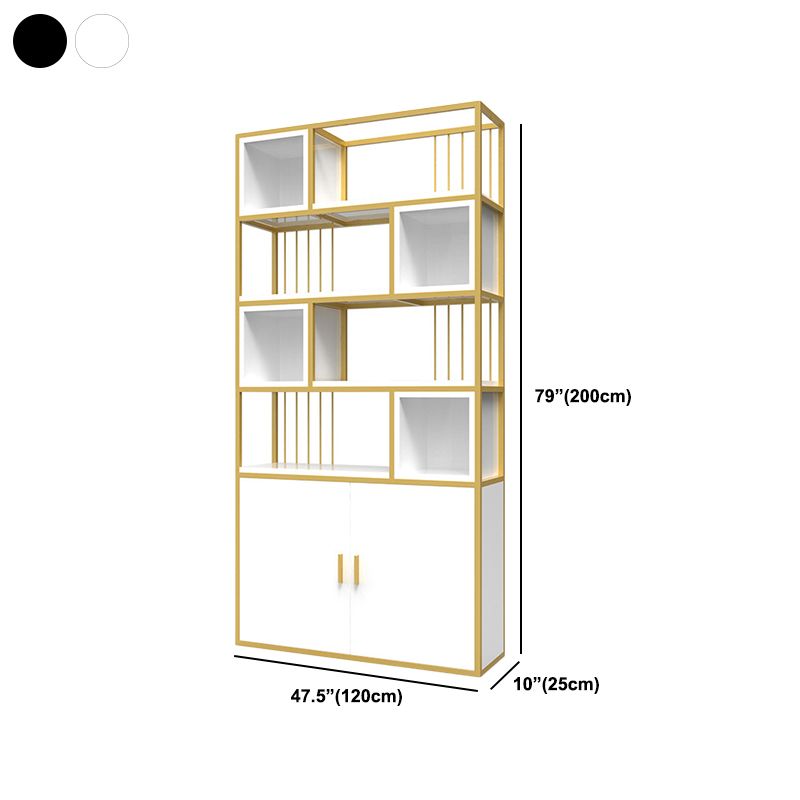 Glam Metal and Wood Shelf Bookcase Open Floor Book Shelf for Home