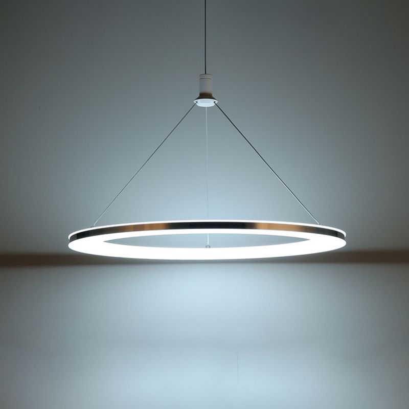 White Ring Pendant Light Fixture Simple 1/3/5-Head Acrylic Ceiling Suspension Lamp, 8"/12" Wide