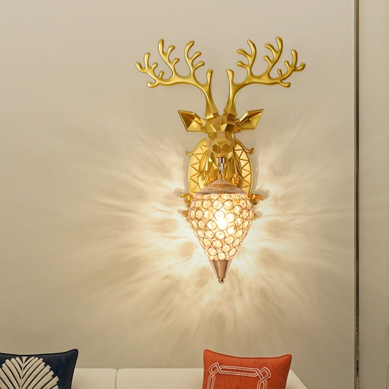 Funzione per illuminazione da parete di cristalli di corna da parete lampada montata in stile a parete